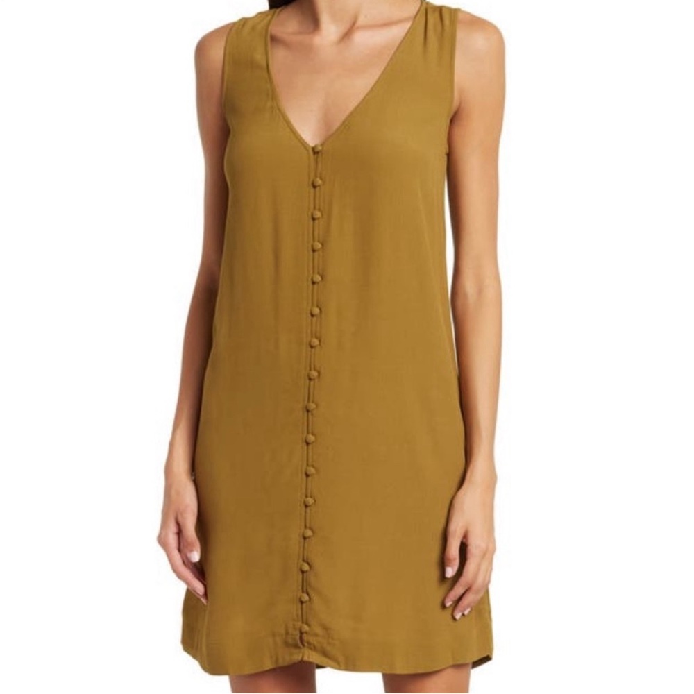 Madewell Heather Button Front Dress, olive green, large